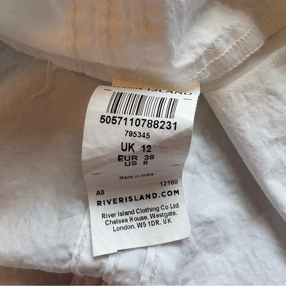 River Island White Puff Sleeve Modest Mini Dress Pref Rush Sorority Dress size 8 - Picture 8 of 10
